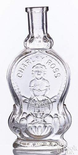 Charley Ross embossed clear glass perfume bottle