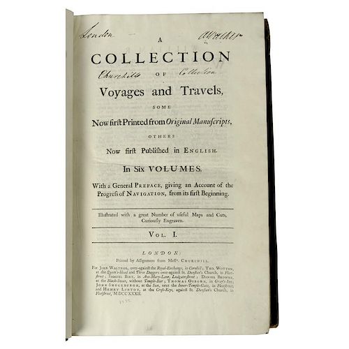 [Voyages and Travel] Churchill's Voyages 1732 - Complete in 6 Volumes.
