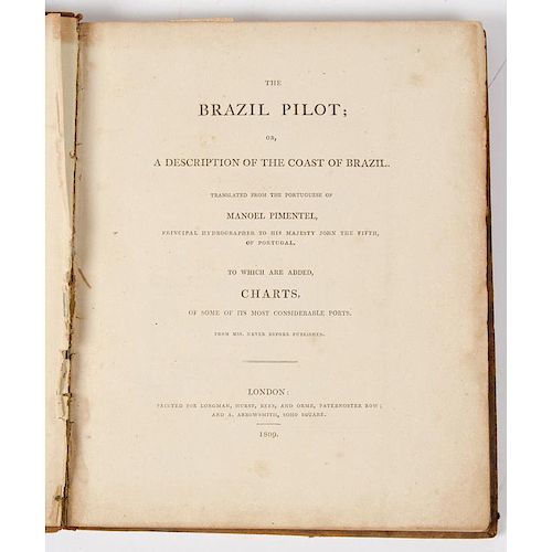 [Travel - South America - Atlas] Pimentel, The Brazil Pilot, 1809 Rare Geographical Atlas with 15 Maps plus 5 Pages of Manusc