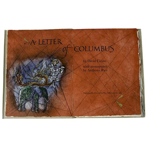 [Illustrated] Letter of Columbus - Logan Elm Press with Monoprints by Anthony Rice, #77 of 130