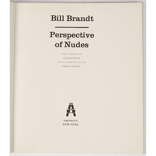 [Photography] Bill Brandt - Perspectives of Nudes, 1st American Edition in DJ.