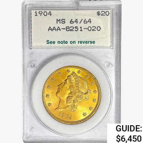 1904 $20 Gold Double Eagle NCI MS64 