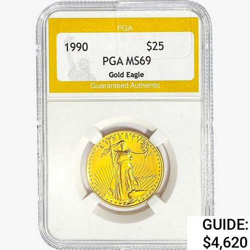 1990 $25 1/2oz. American Gold Eagle PGA MS69 