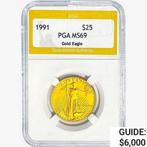 1991 $25 1/2oz. A.G.E. PGA MS69 