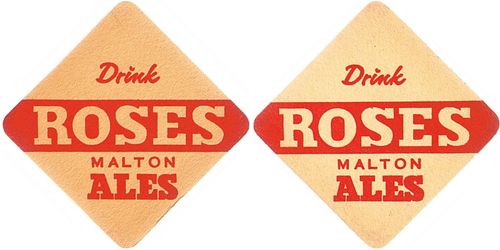 1957 Rose's Malton Ales 2-Sided England 4 Inch coaster 