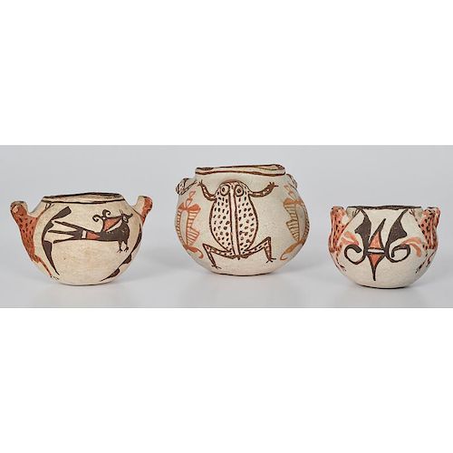 Collection of Zuni Pottery Frog Jars