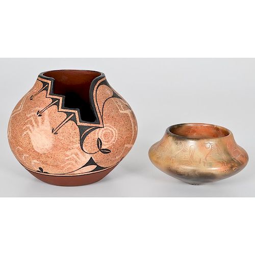 Pahponee (Kickapoo, 20th Century) and Ralph Aragon (Zia, b. 1944) Pottery Jars