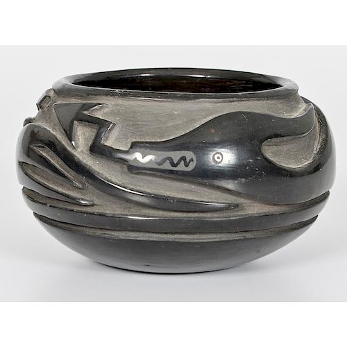 Christina Naranjo (Santa Clara, 1892-1980) Carved Blackware Pottery Bowl, exhibited at the Booth Western Art Museum