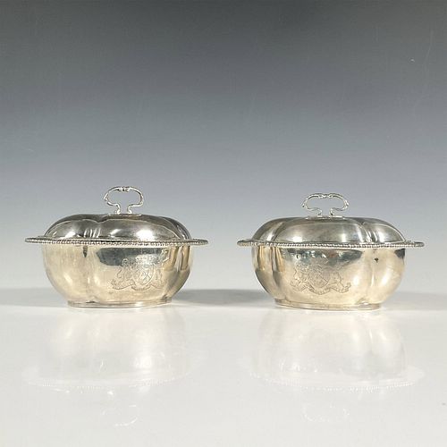 Pair of Thomas Heming George I Silver Covered Saucers