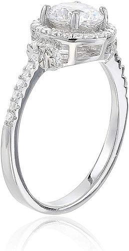Decadence Sterling Silver 6.5mm round cut 3 stone engagement ring Size 9