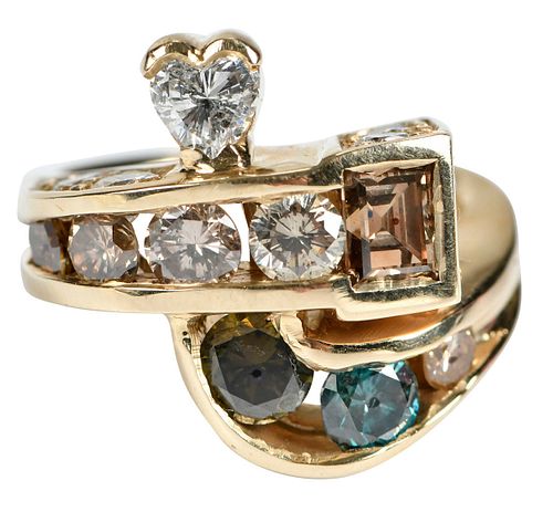 14kt. Custom Multi Colored Diamond Ring