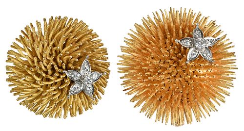 Two 18kt. Tiffany & Co. Anemone with Diamond Starfish Brooches