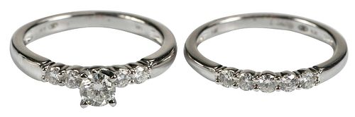 Two 14kt. Diamond Set, Ring with Matching Band
