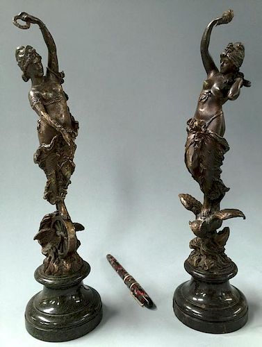 Industry & Wisdom' bronze sculptures by Paul Aichele, 1891