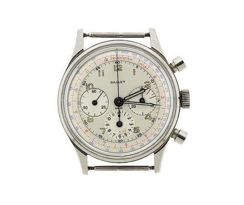 Vintage Gallet Stainless Steel Chronograph Watch