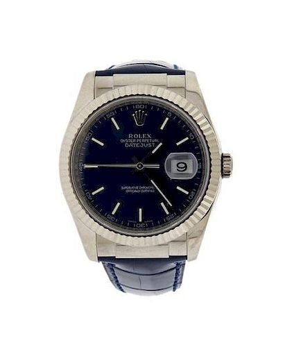 Rolex Datejust Perpetual Blue Dial 18k Gold Watch 116139
