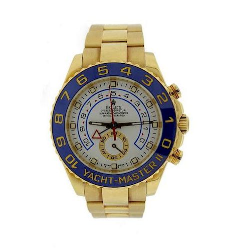 Rolex Yacht Master 18k Gold Blue Bezel Watch 116688