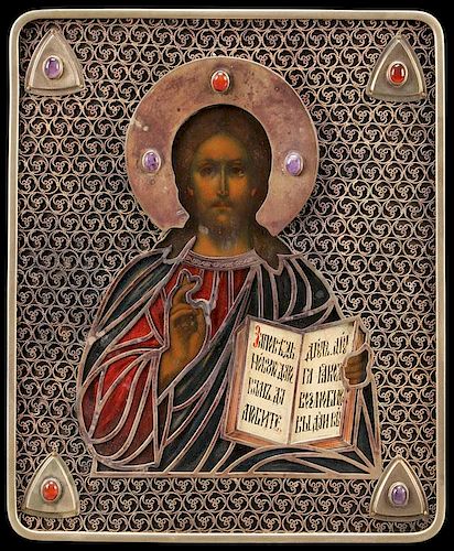 A RUSSIAN ICON OF CHRIST, OLOVYANISHNIKOV COMPANY