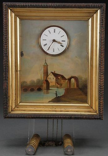 A BLACK FOREST PICTURE WALL CLOCK, LATE 19TH C