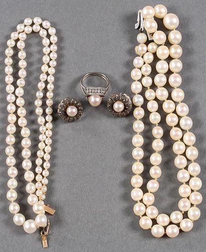 5 PC GROUP OF FRENCH ART DECO PEARL JEWELRY
