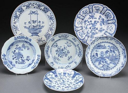 6 CHINESE BLUE WHITE PORCELAIN EXPORT PLATES