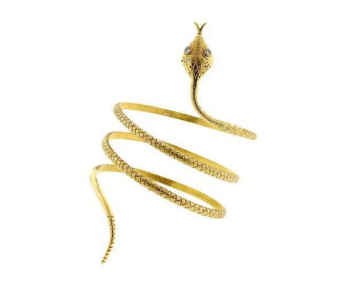 18k Gold Diamond Snake Wrap Around Bracelet