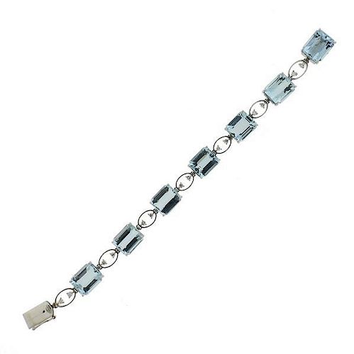 H. Stern 18K Gold Diamond Aquamarine Bracelet