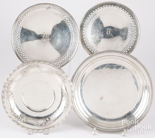 Four sterling silver trays, 48 ozt.