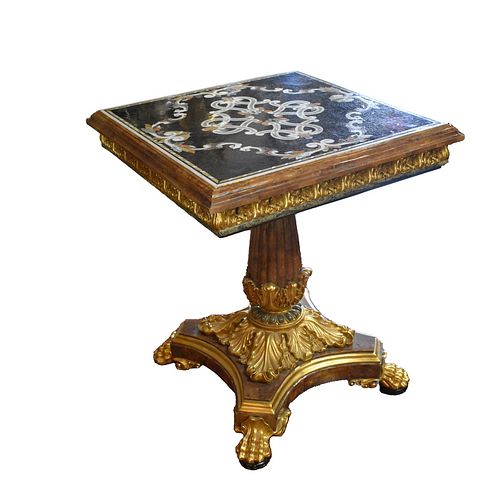 Empire-style Pietra Dura Pedestal Table