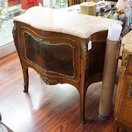 Vernis Martin Marble Top Cabinet