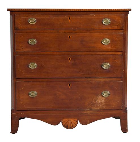 American Federal Fan Inlaid Cherry Chest of Drawers