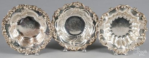 Three similar sterling silver serving bowls