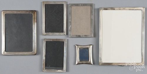 Six sterling silver picture frames, the smallest by Tiffany