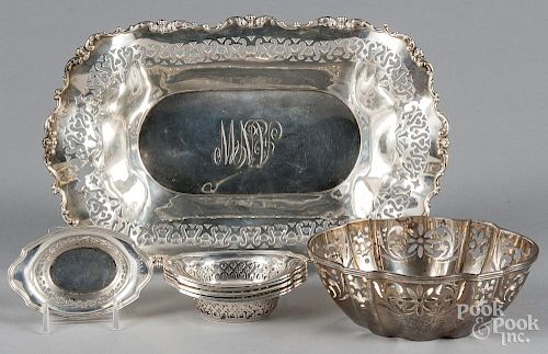 Group of sterling silver reticulated bowls