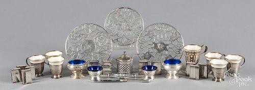 Group of sterling silver mounted tablewares.