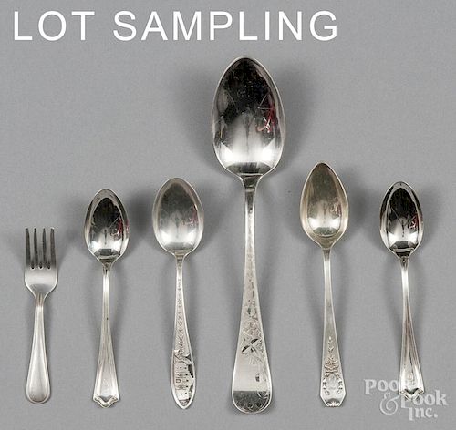 Group of coin and sterling silver flatware