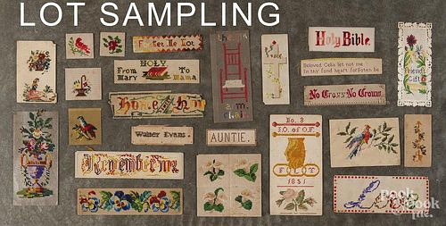 Large collection of Berlinwork bookmarks, tokens, etc., late 19th c.
