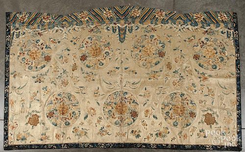 Chinese silkwork panel, 19th c., 42'' x 68''.