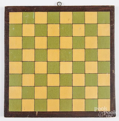 Painted gameboard, early/mid 20th c., 17 3/4'' x 17 3/4''.