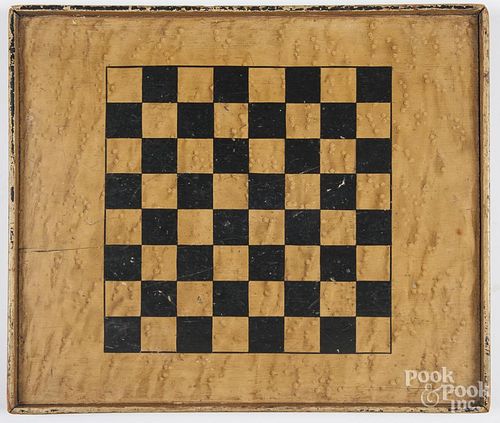 Painted pine gameboard, late 19th c., 17'' x 20''.