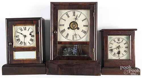 Three Empire shelf clock, to include a Seth Thomas Rosewood example, tallest - 11 3/4''.