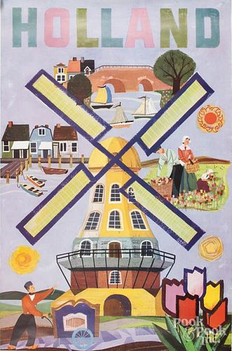 Four vintage travel posters, to include London, Holland, Germany and France.