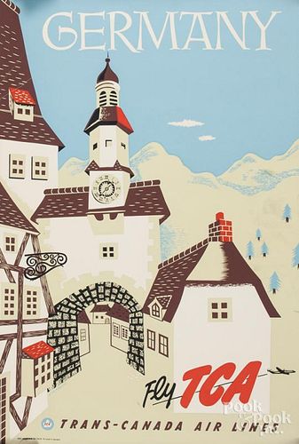 Two vintage TCA travel posters, to include one Canada with a Mountie and one Germany.