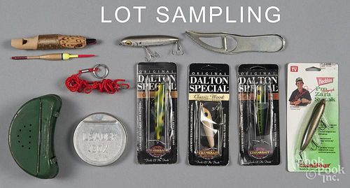 Group of contemporary fishing lures and accessories, to include twenty-one Dalton Special wood lures