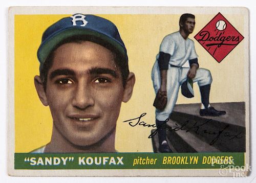 1955 Sandy Koufax rookie baseball card.