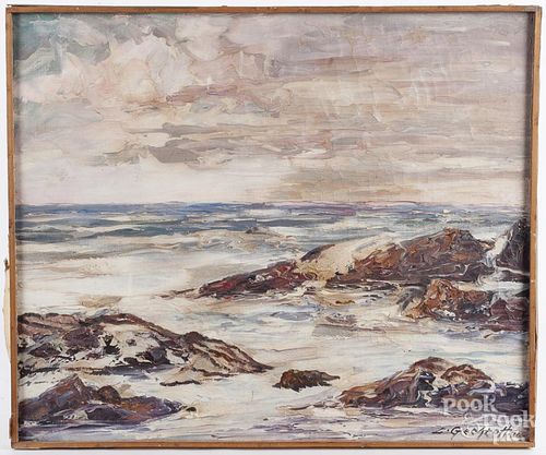 Leonid Gechtoff (American/Russian 1883-1941), oil on canvas coastal scene, signed lower right, 24'' x