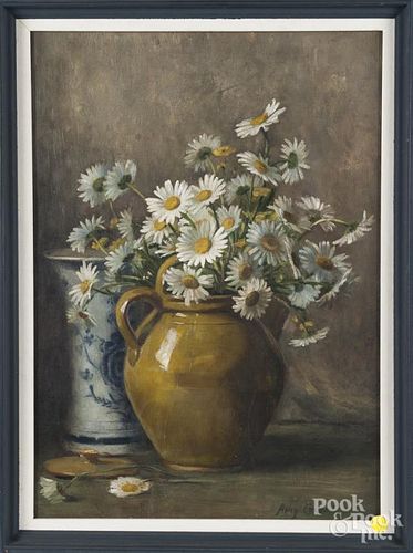 Amy Cross (American 1856-1939), oil on canvas still life signed lower right, 22'' x 16''.