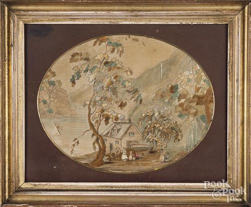 Silk embroidered landscape, early 19th c.