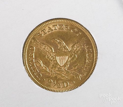 Two and a half dollar Liberty Head gold coin, 1853.