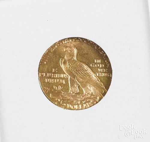 Two and a half dollar Indian Head gold coin, 1926.